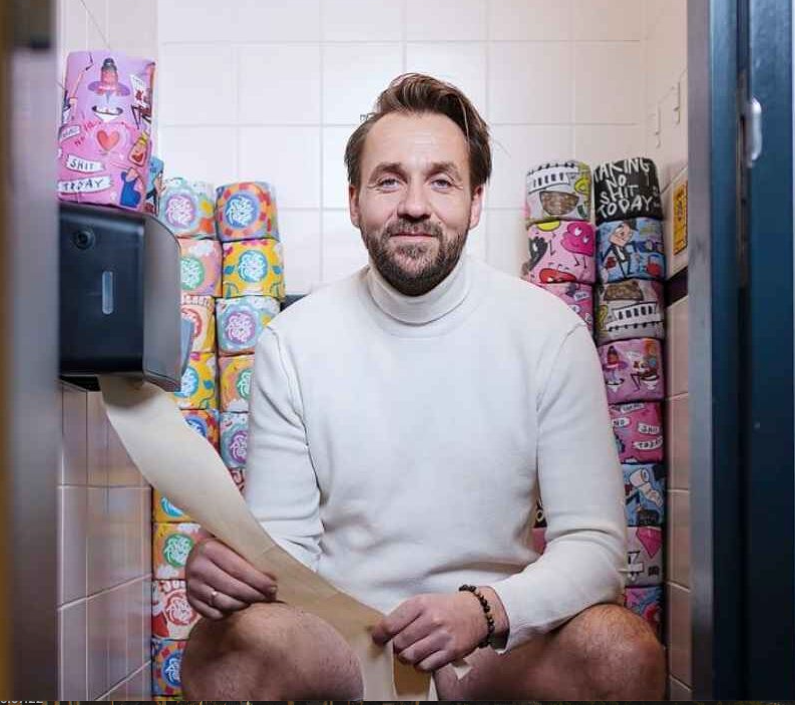 Sander de Klerk op het toilet