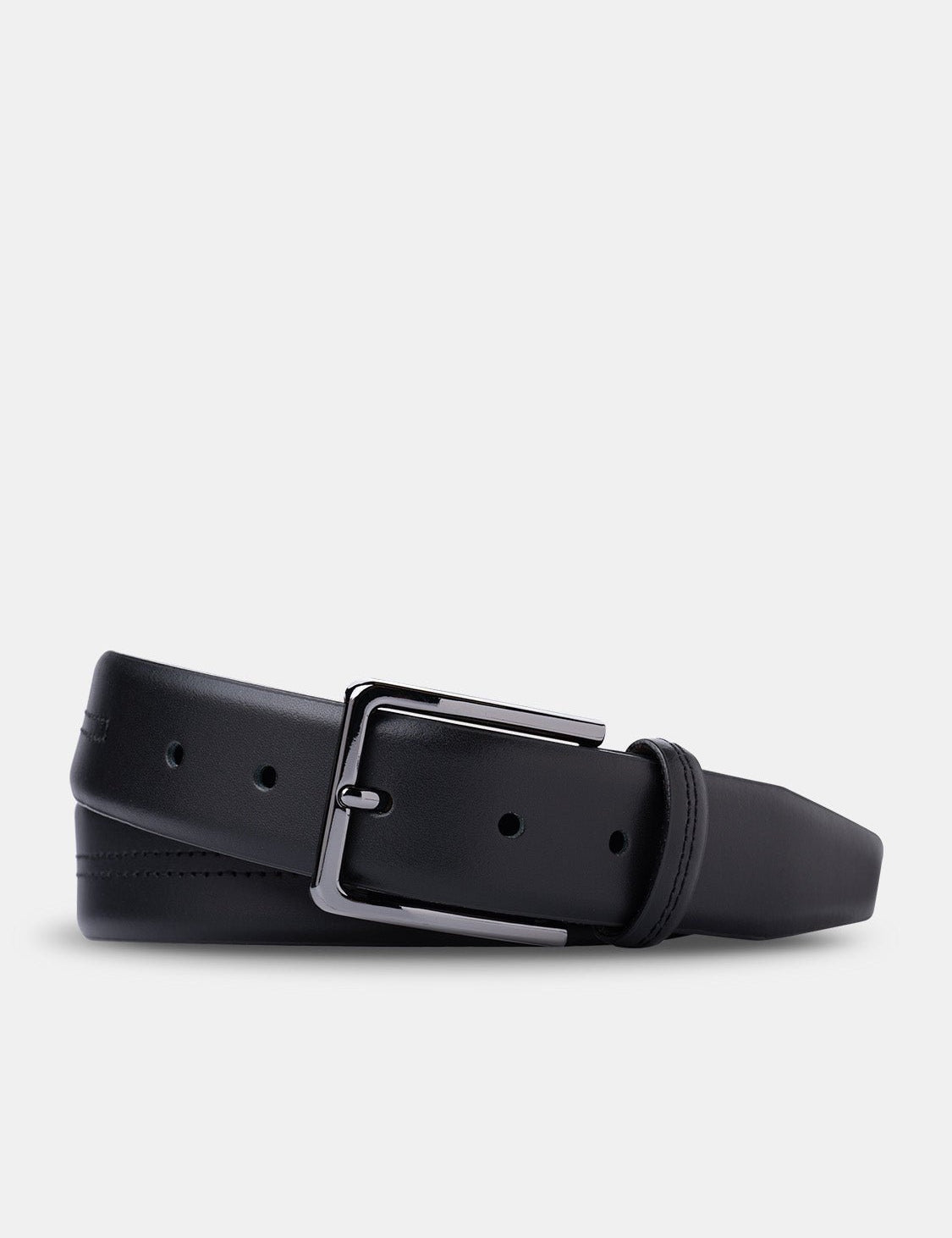 Bukser Jeans | Leren riem – Zwart - Bukser Jeans