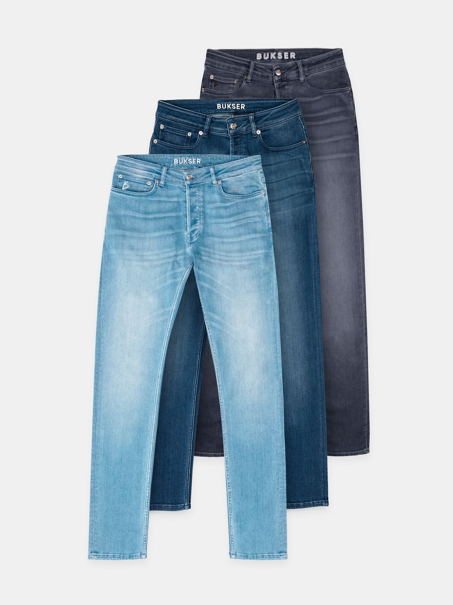 Bukser Jeans | Slim Fit | Nino Dark Blue + Light Blue + Grey - Bukser Jeans