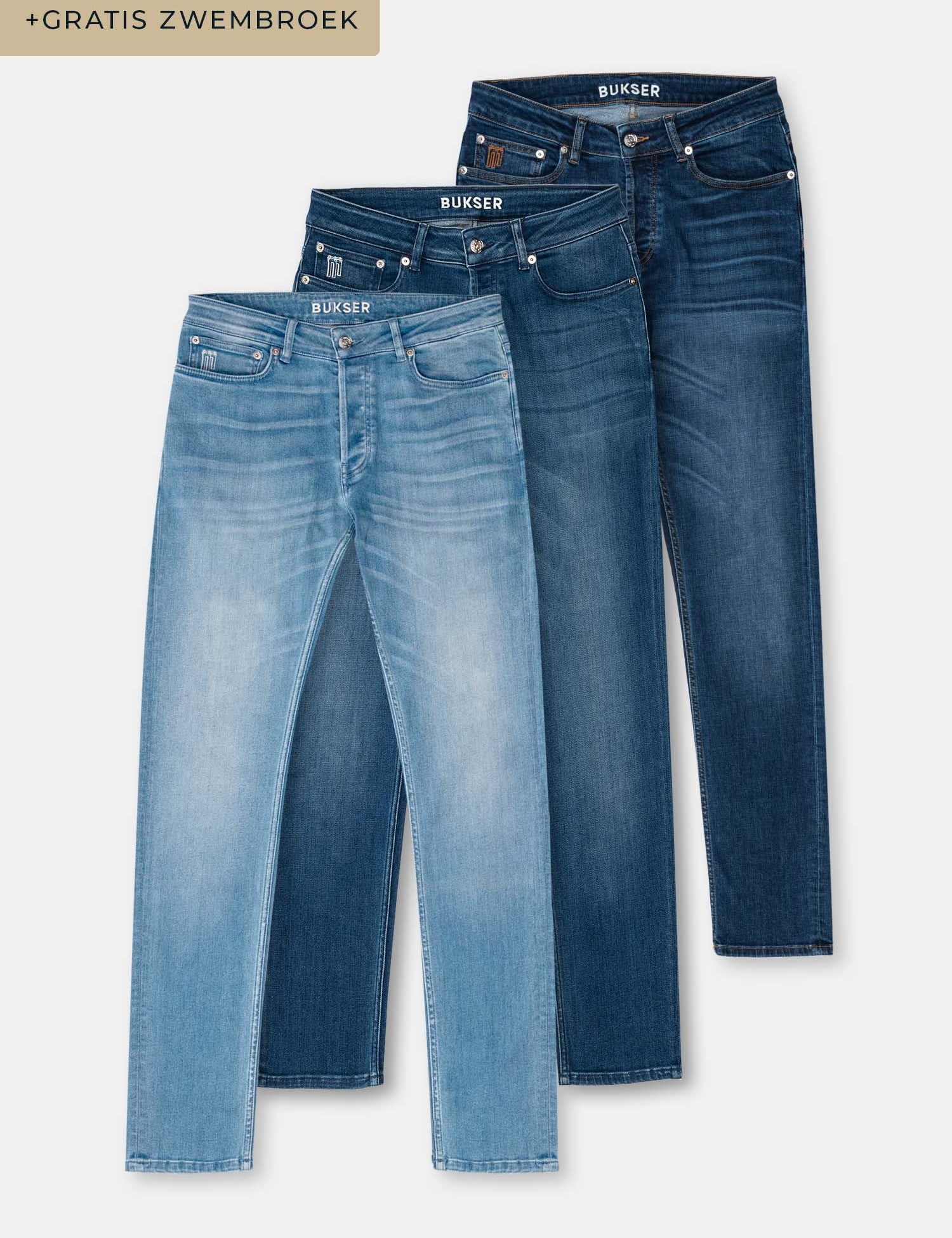 Bukser Jeans | Slim Fit | Nino Dark Blue + Midnight Fjord + Light Blue - Bukser Jeans