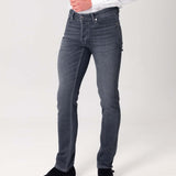 Vooraanzicht van de slim fit grey jeans van Bukser jeans